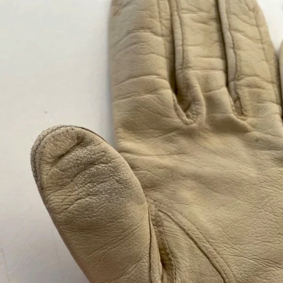 Vintage Lord & Taylor Edelweiss Real Kid Leather & Silk Gloves in Ivory - Size 7 - Picture 12 of 12